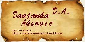 Damjanka Aksović vizit kartica